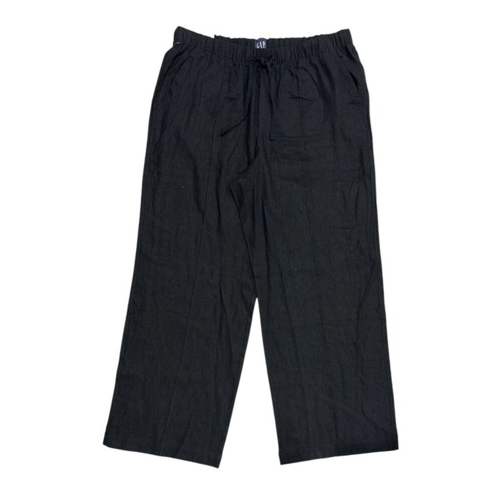 Gap Women's Lightweight Relaxed Fit Wide Leg Linen Blend Pull-On Pant - Black